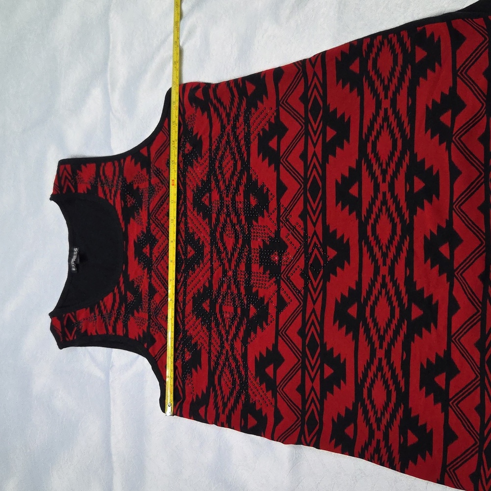 Express Red and Black Aztec Print Tank Top - Picture 4 of 9